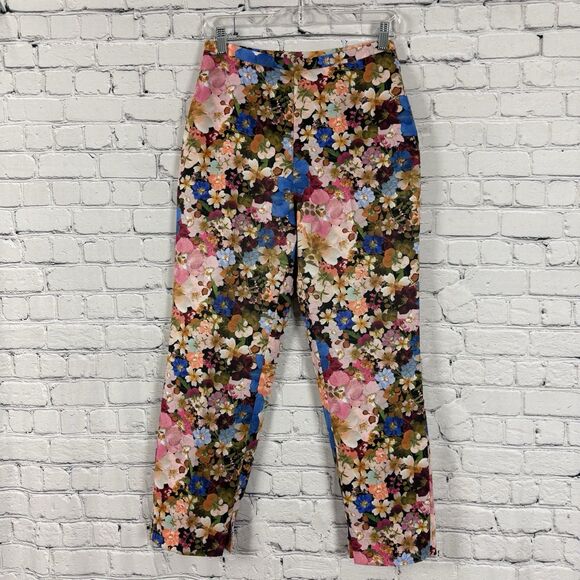 Ted Baker London Madonid Floral Print Slim Trouser Pants Ted Size 1 Womens US 4 - Picture 4 of 15